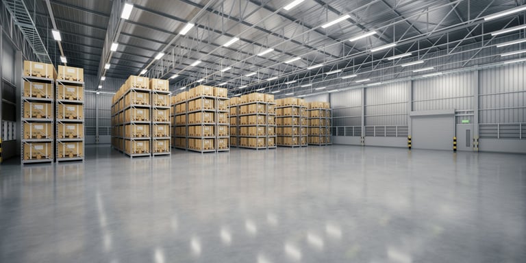 Distribution center with coated floor